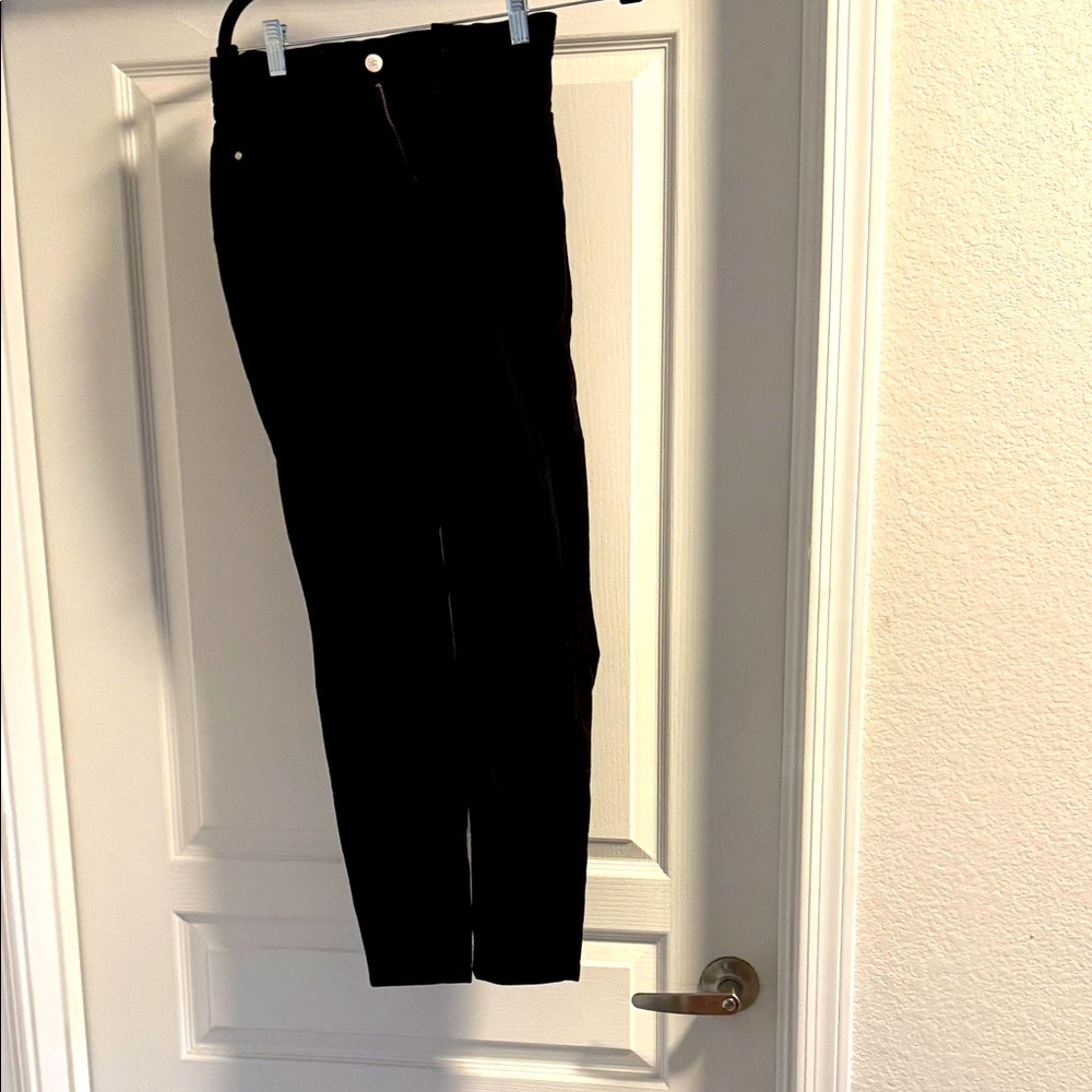 Black crushed velvet jeans/pants by bebe.